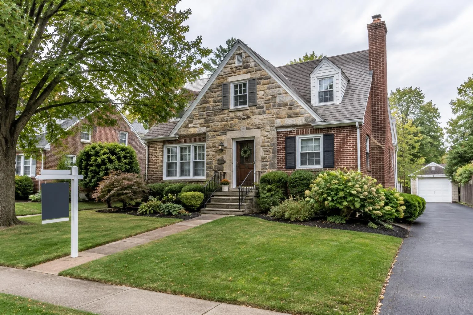 Delaware County suburban home prepared for sale with a real estate sign